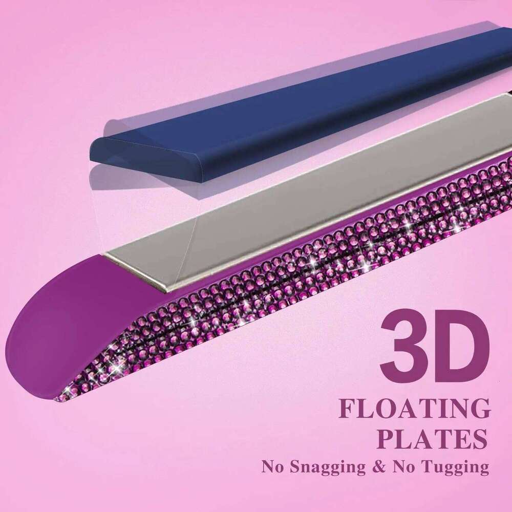 Professional Hair Straightener Titanium Flat Rhinestone Straightening Iron Salon High Heat 470F Dual Voltage LCD Display