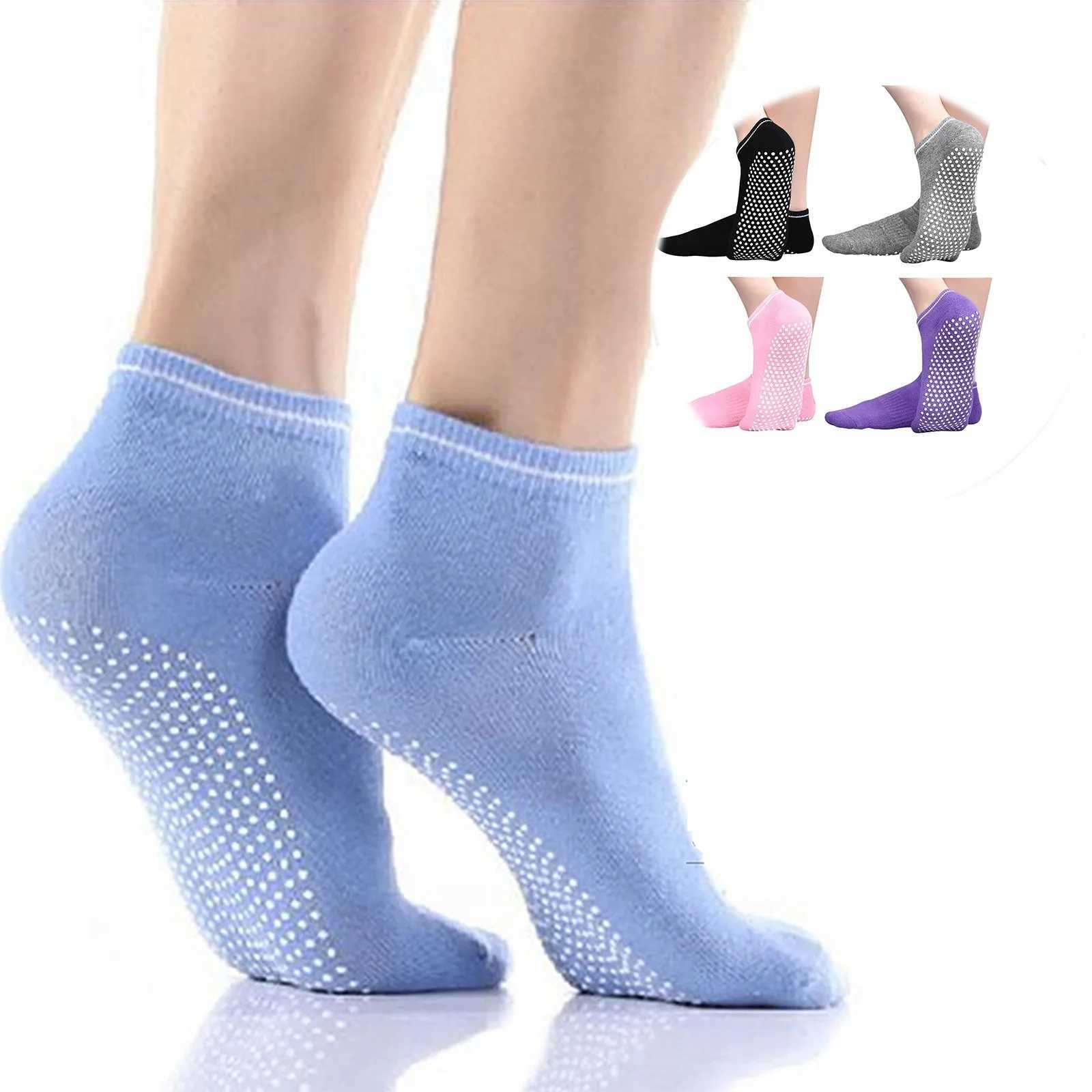 4 Pairs Slip Socks Non Slipper Yoga Trampoline Socks With Grips Sticky Home Athletic Socks For Adult Women T250602