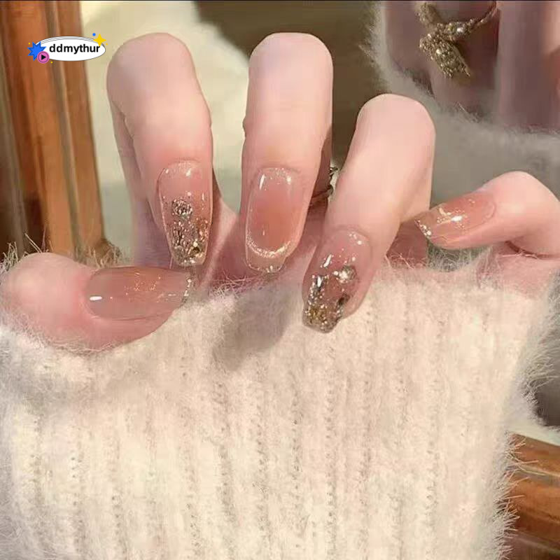 Wearable Nails 10 Pieces S198 Senna Dusk Ladder/Short Short Ladder Pure Desire Gentle Cat Eye Laser Drill Nail Art Finished Products ddmythur