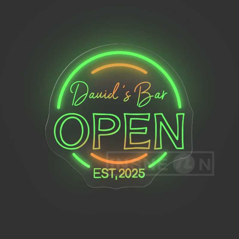 Custom Neon David Bar OPEN Sign USB Wall-Mounted Personalized LED Light for Home Parties Easter Decor Modern Durable Neon ArtXJ250602