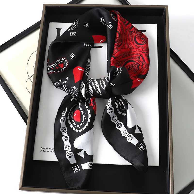 Luxury Brand Silk Shawl Square Scarf For Women Satin Hijab Fashion Wraps Neckerchief Female Hair Bands Ribbon Headband Bandana W250602