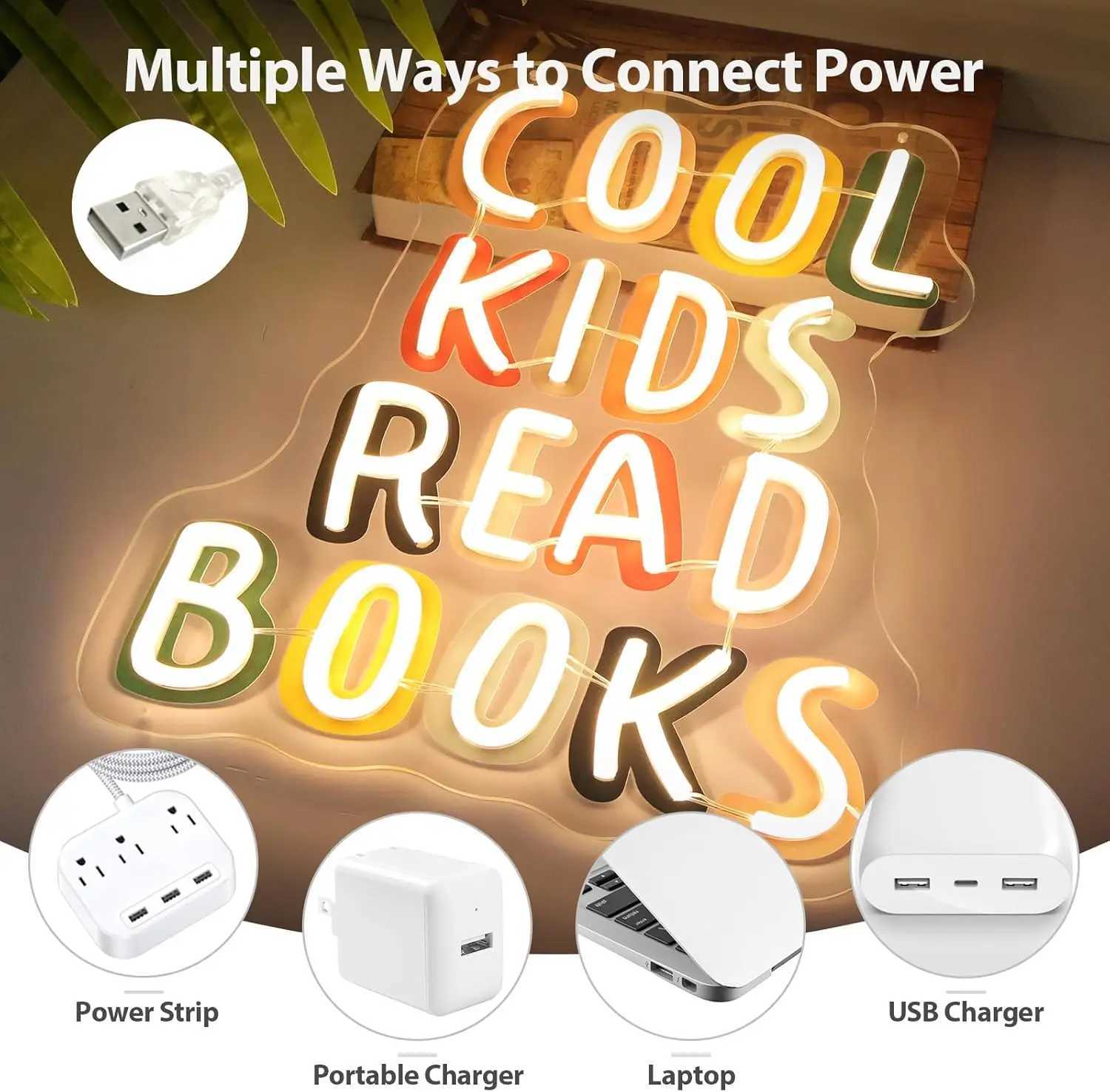 Cool Kids Read Books Neon Sign Handmade Light Up Sign for Book Club Classroom Reading Corner Reading Study Room Home Library Gift XJ250602