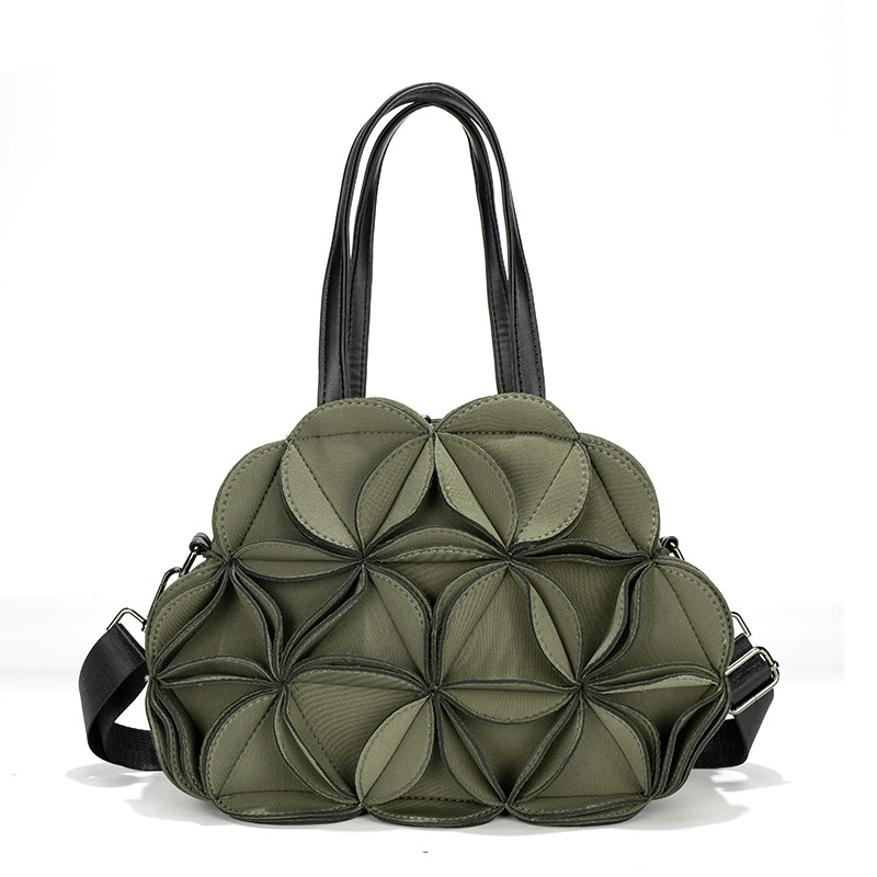 Fashion Bags New Splicing Three-dimensional Flower Bag Female Creative Handbag Niche Design Large-capacity Messenger Bag