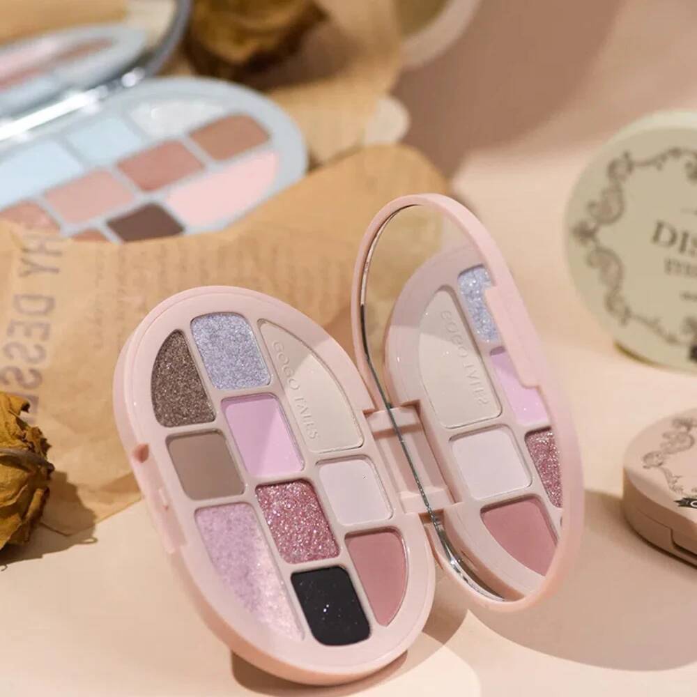 GOGO TALES 10 Colors Shimmer Matte Eyeshadow Palette Nude Glitter Shiny Pigment Eye Shadow Long Lasting Makeup Cosmetic