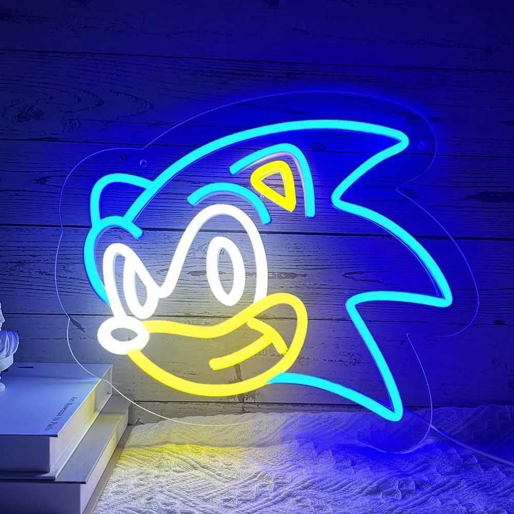 The Hedgehog Neon Signs Anime LED Gamer Neon Sign USB Power Light Up Signs Creative Gifts Birthday Party Christmas XJ250602