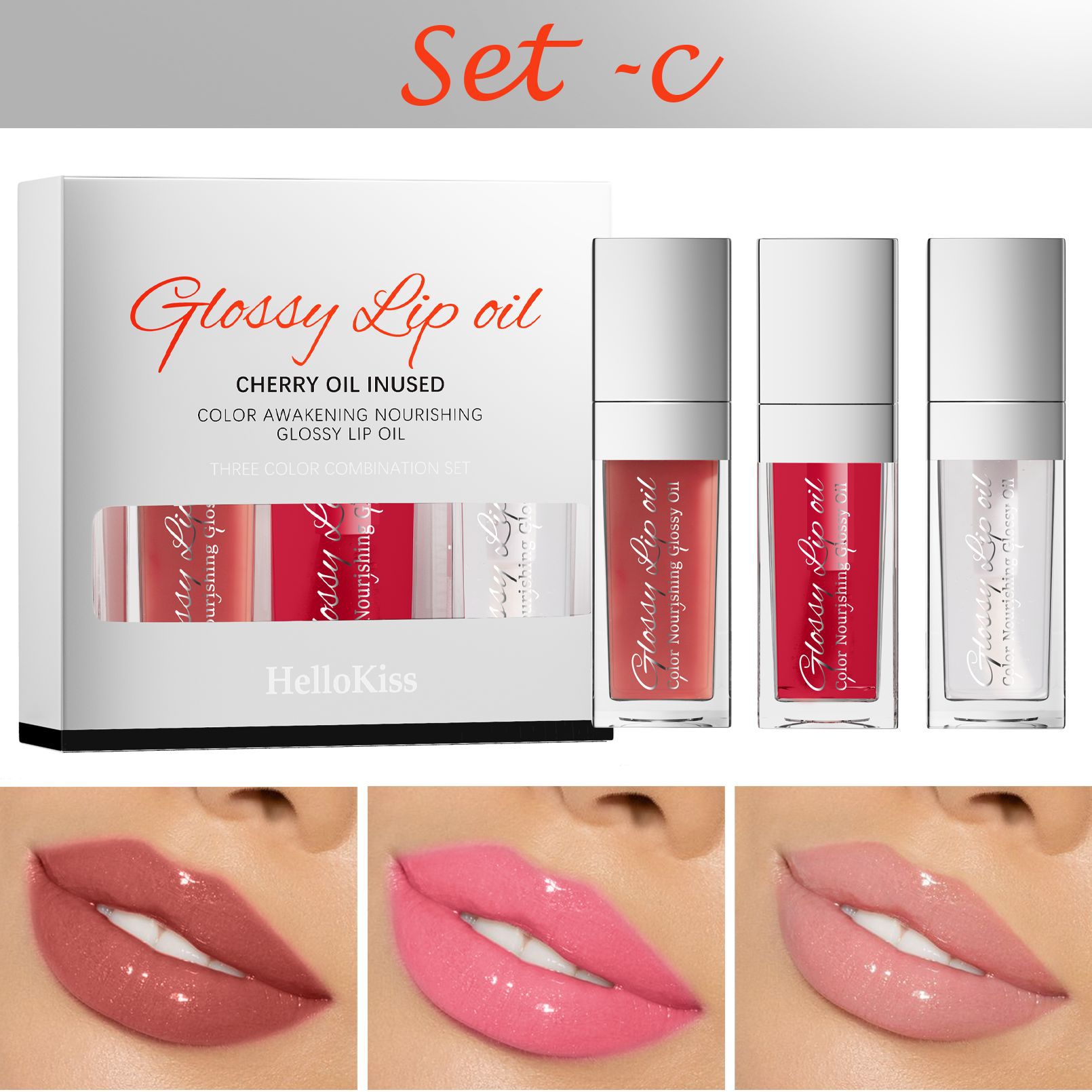 Hellokiss Moisturizing Glossy Lipstick Trio Set Hydrating Moisturizing Mirror Lipstick Lip Balm