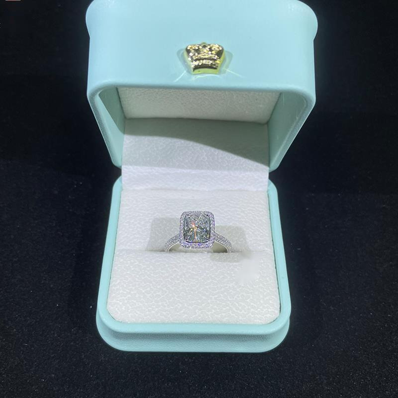 10K White Gold VVS Moissanite Radiant Cut Diamond Ring Fashion Wedding Ring Couple Set Engagement 925 Silver Rings Jewelry Women