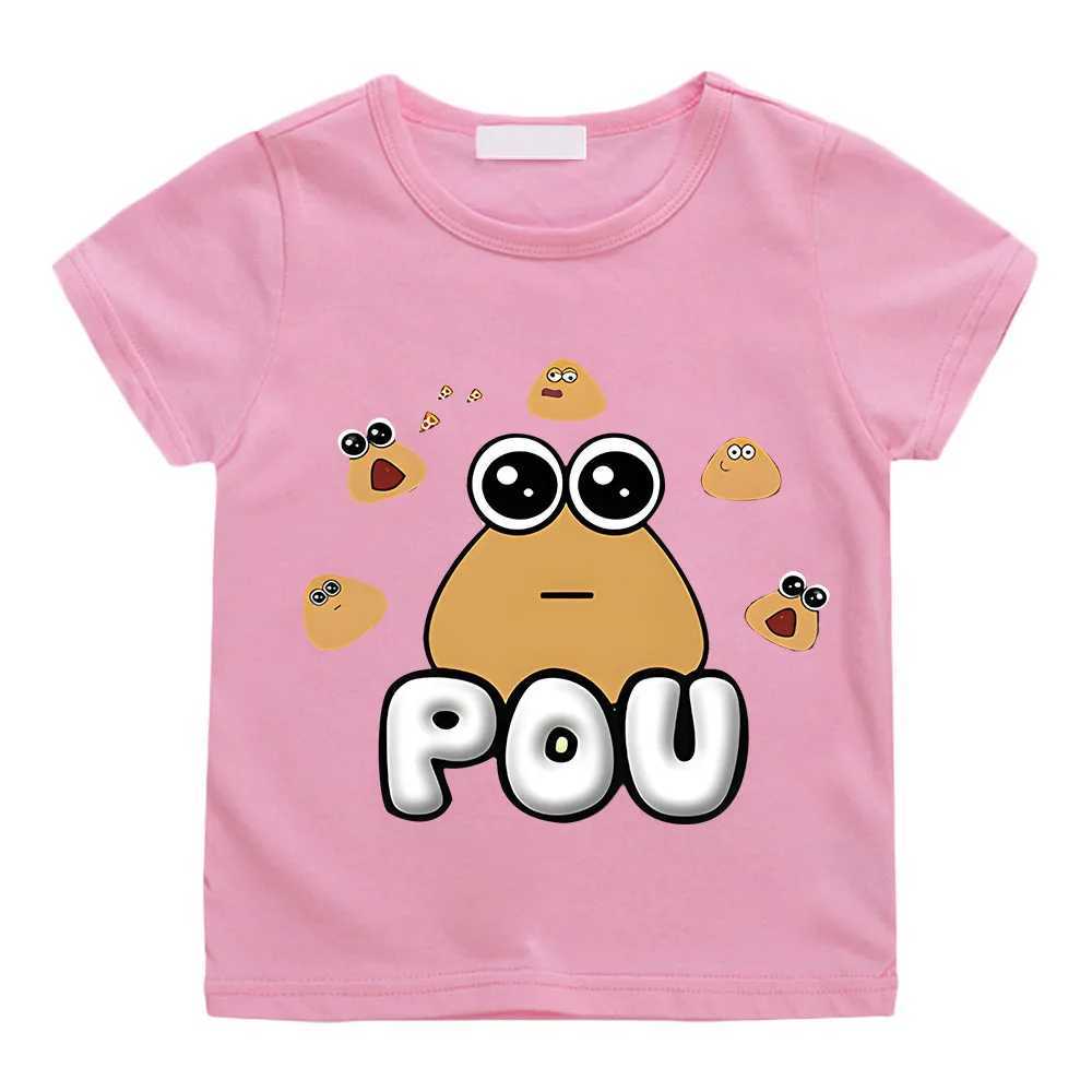 POU Cute Print Anime T-shirts Kids Cartoon Manga Tshirt Kawaii Comic 100% Cotton Short Sleeve Boys/Girl T Shirt Teens T-shirts T250603