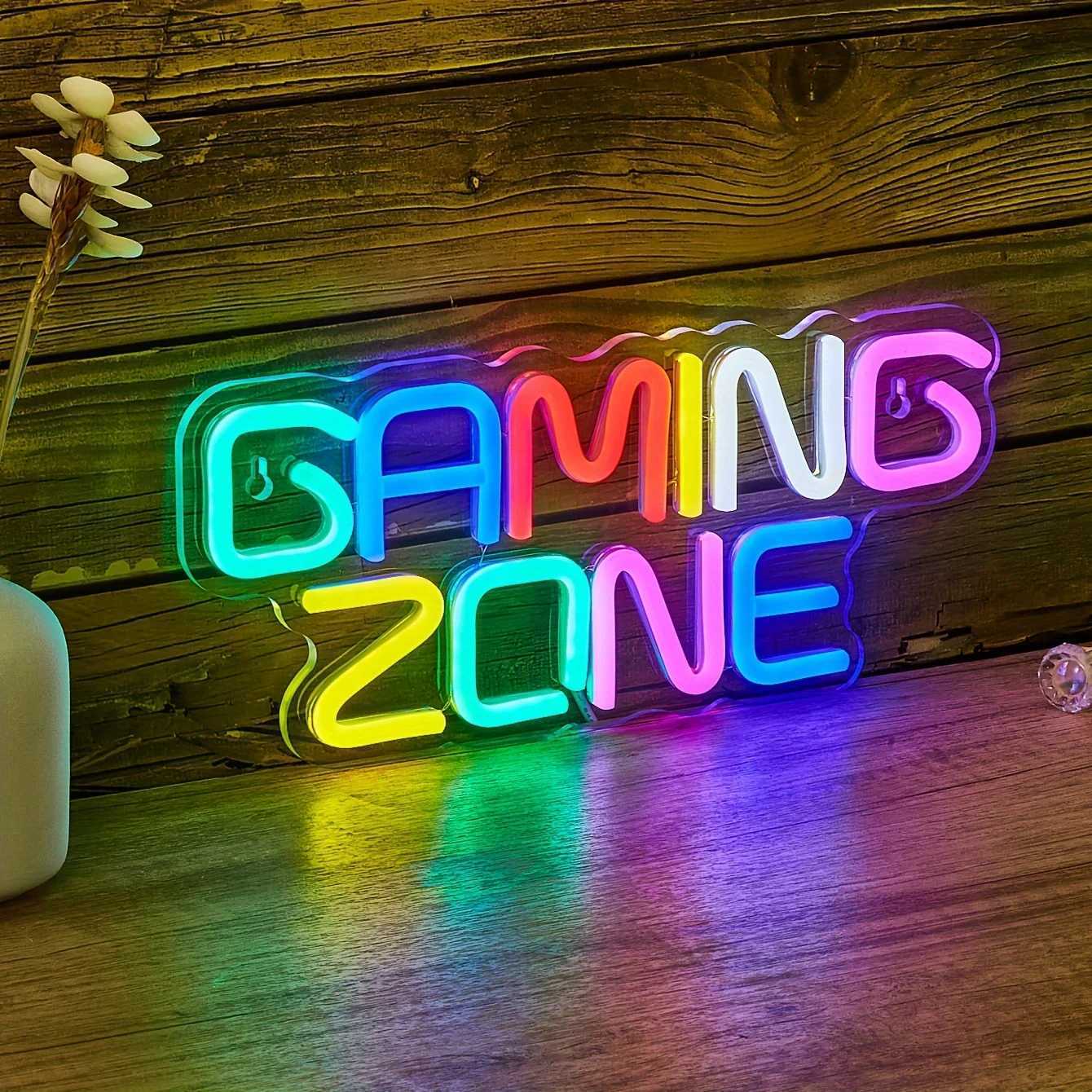 USB Powered GAMING ZONE Backlit Neon Light Sign for Party Game Room Man Cave Bar Decorative Gifts with Vibrant Visual EffectXJ250602