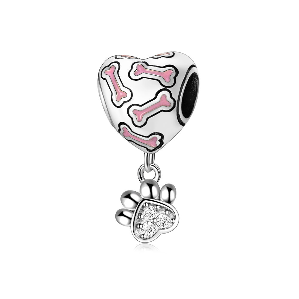 FewDook 2025 Hot Sale Pink Cute Pet Series Lovely Cat Dog Mouse Dangle Charm Fit Original Pan Bracelet Bead Fashion Accessories Jewelry Designer for W