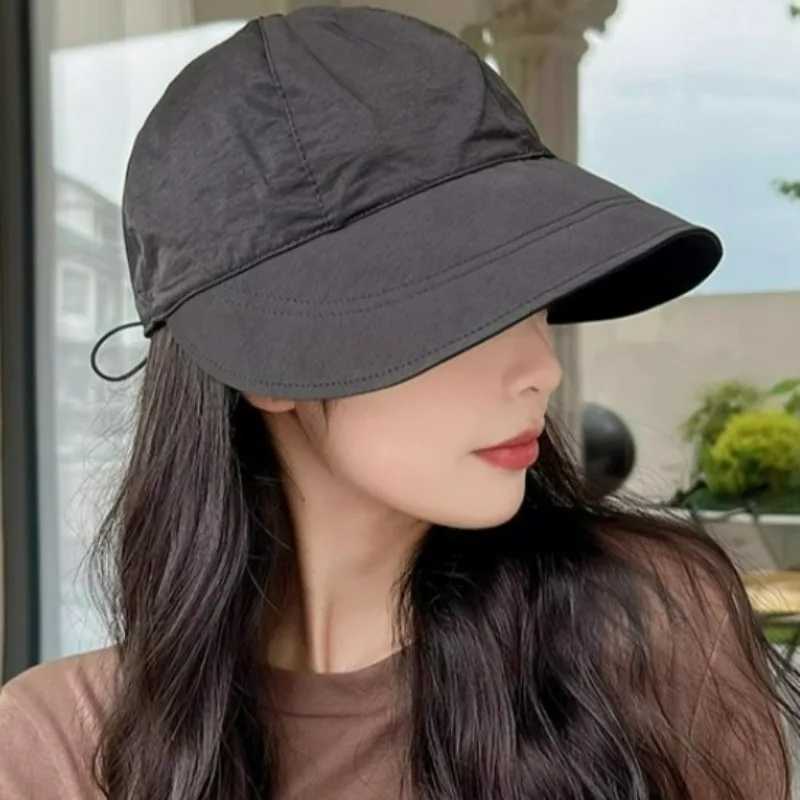 Fashion Foldable Wide Brim Sunscreen Hat Drawstring Adjustable Baseball Cap Summer Breathable Fisherman Cap for Women Beach Hat W250602