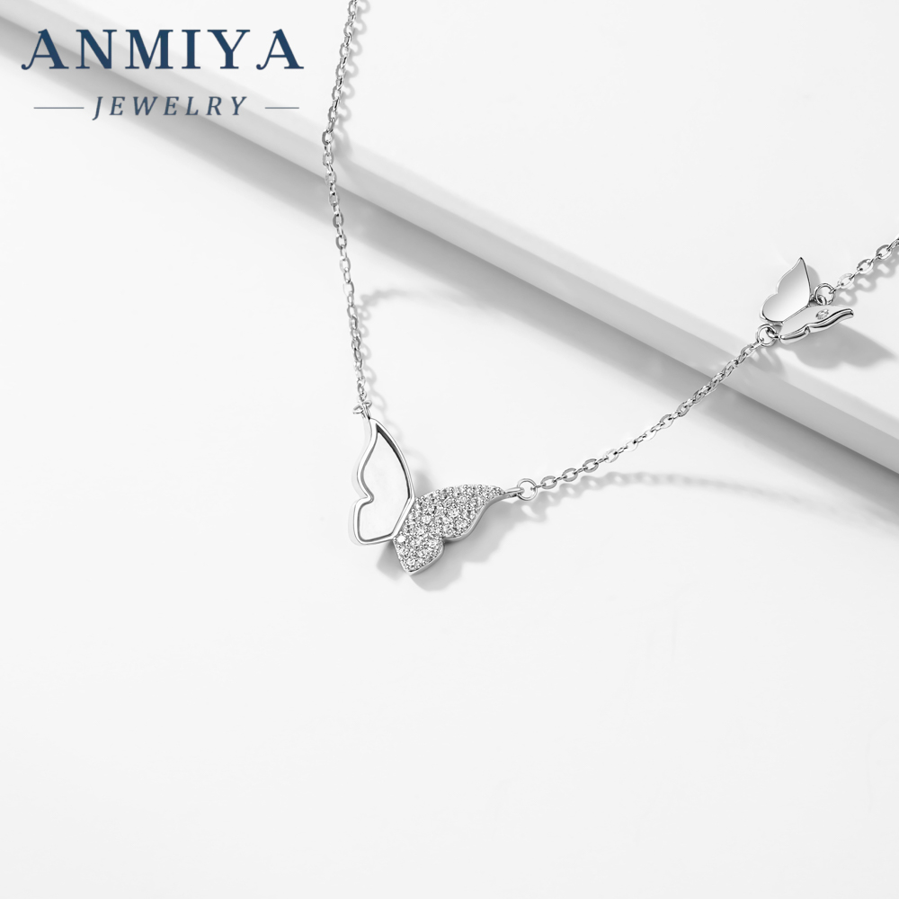 Factory Wholesale New Luxury Single Chain 925 Sterling Silver Fine Double Butterfly Jewelry Necklaces
