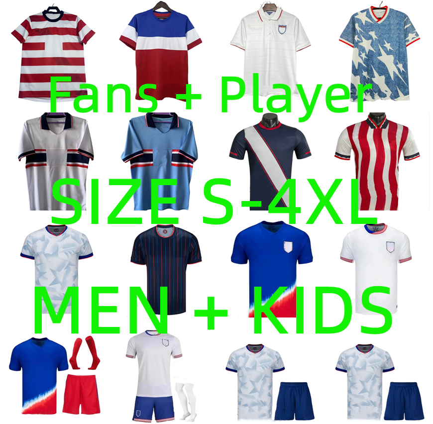 24 25 26 United states PULISIC USAS Soccer Jerseys 2025 2026 McKENNIE REYNA WEAH SWANSON MORGAN LALAS 1994 1996 2013 2014 Retro Football Shirts Player Version Men Kids