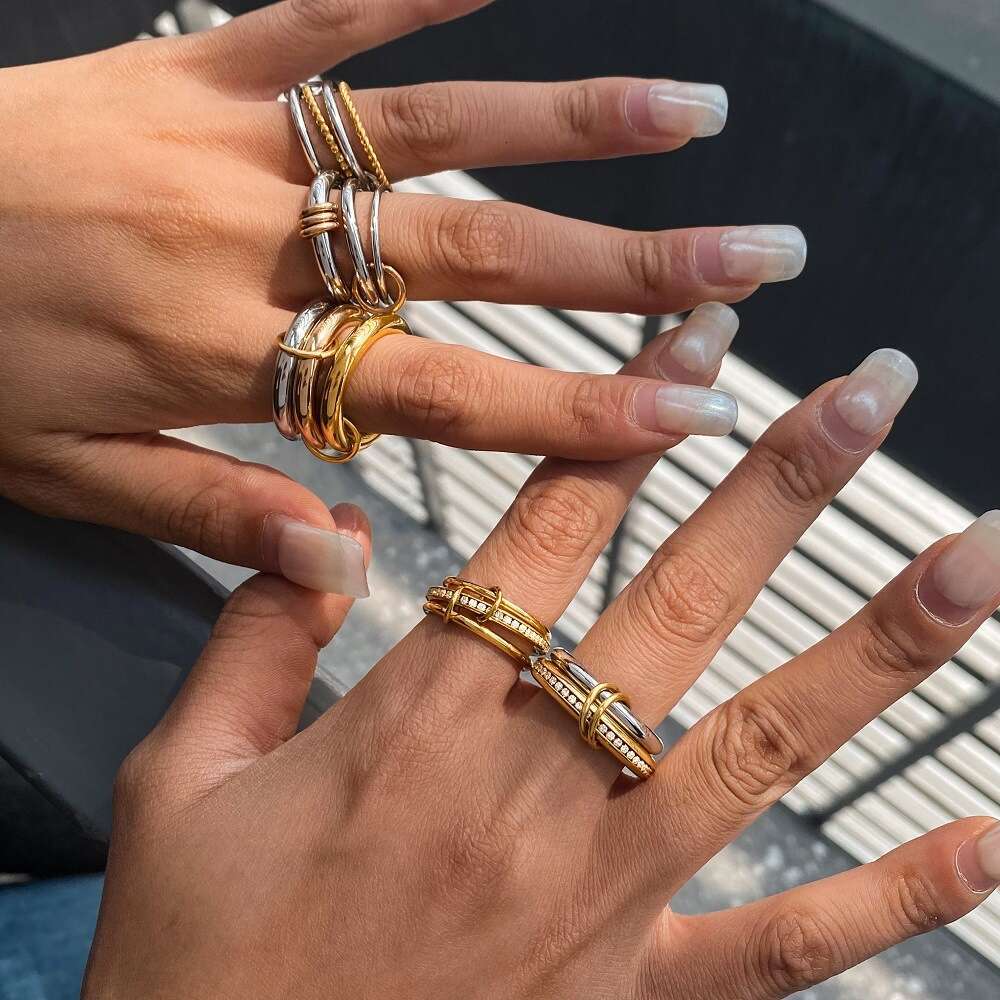 jedding stainless layered finger titanium steel nonfading jewelry niche design rings