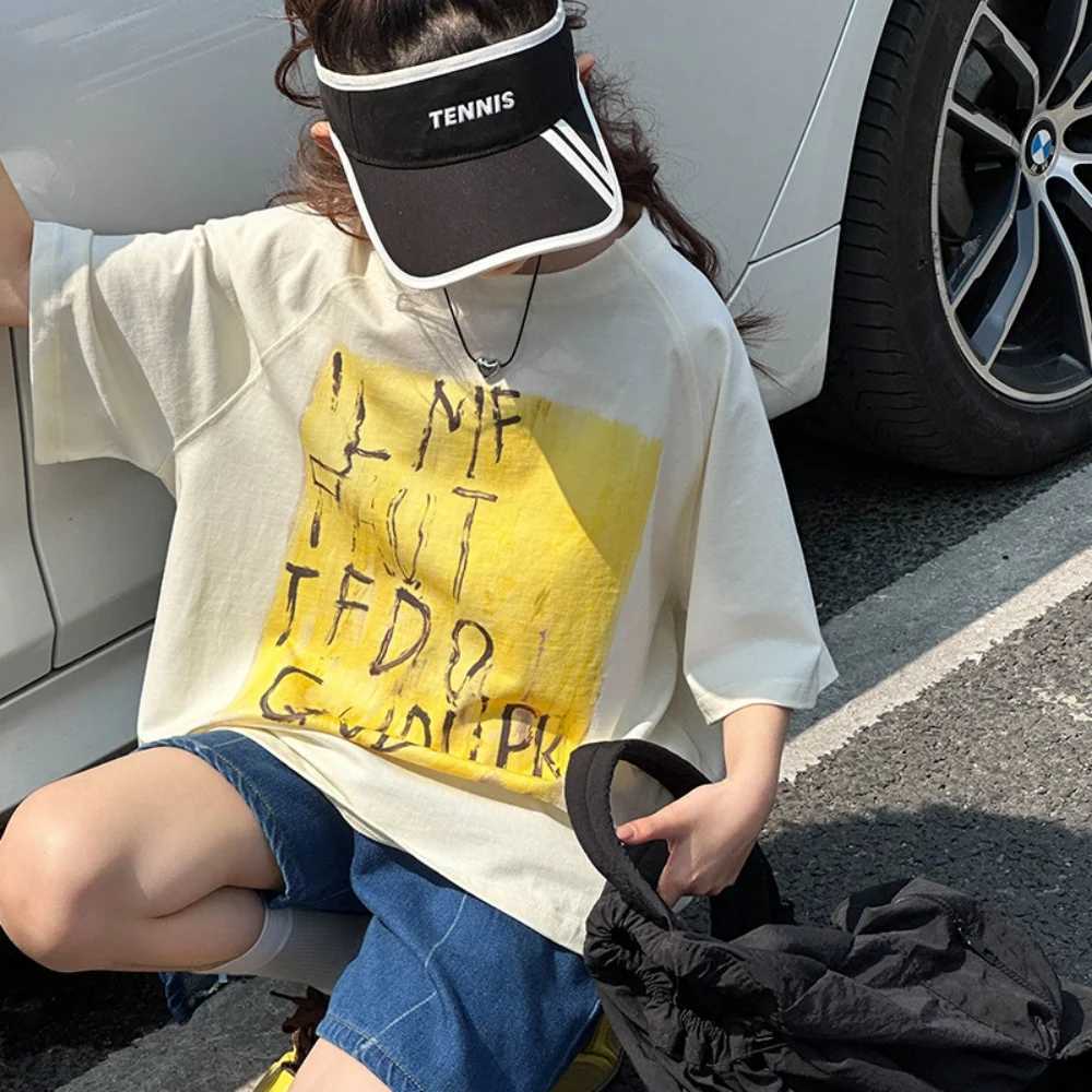 Short-sleeved T-shirt for boys and girls 2025 new trendy brand fashion summer childrens loose top T250603