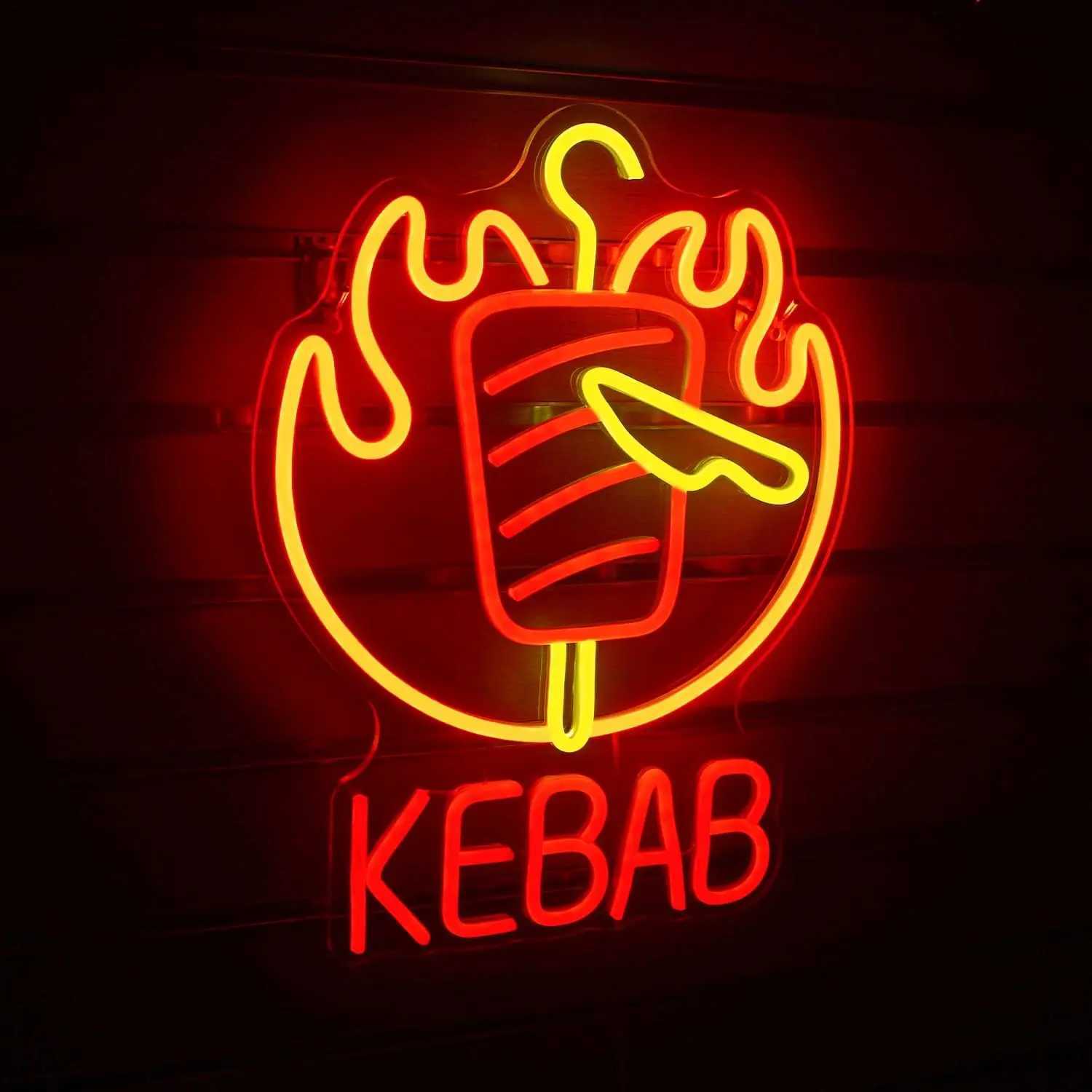 Kebab Neon Sign LED Neon Light Sign USB Powered for Game Room Man Cave Club Bar Shop Wall Birthday Halloween Party Decor GiftsXJ250602