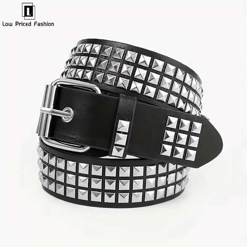 Square Bead Rivet Belt Metal Pyramid Belt Men And Women Punk Hardware Jeans Belt Fashion Y2k Belt Designer Belt Womens Belts XJ250602