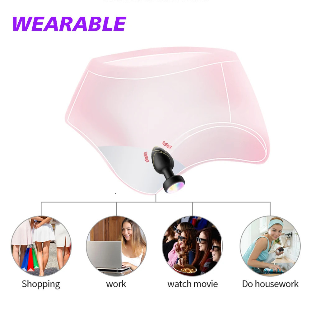 LED Colorful Light Butt Plug for Women Men Anal Plug Vibrator Wireless Remote Control Buttplug Prostate Massager Adults Sex Toys 250603