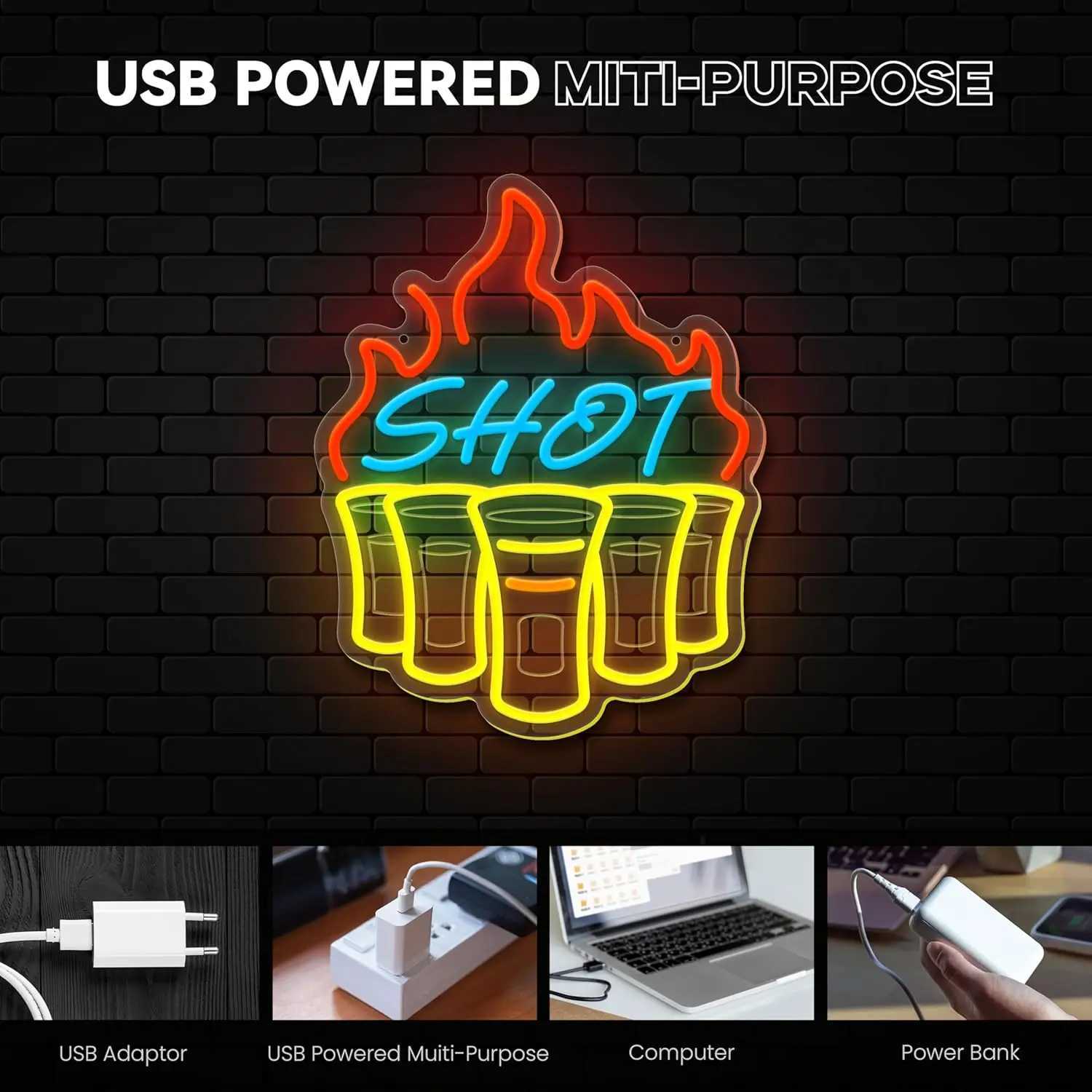 Shot Neon Sign for Wall Decor USB Dimmable LED Neon Lights for Home Bar Pub Club Bistro Man Cave Restaurant Party Decor Gift XJ250602