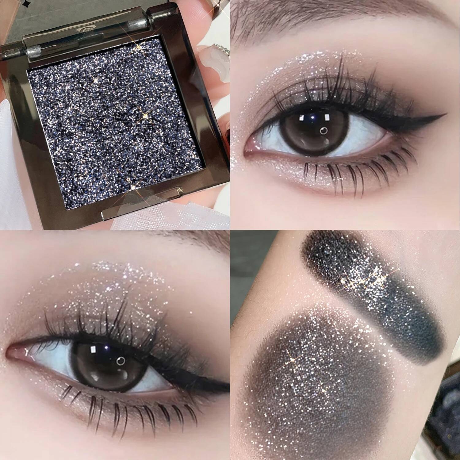 HISYI Dark Magic Monochrome Shadow Pearlescent Matte Sequin Glitter Powder Eye Brightening Natural Makeup