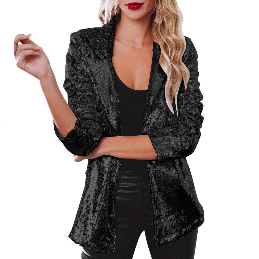Women's Casual Sequin Top Multi-Color Long Sleeve Elegant Blazer Ins B5