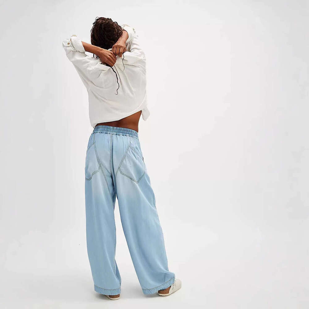 New Fashion Draped Washed Straight Loose Casual Jeans For Women B5