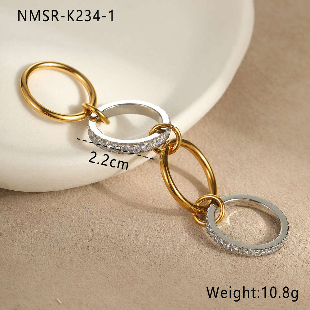 Multi-layer Stacking Metal Texture INS Style Fashion Stainless Steel Gold-plated Personality Rings