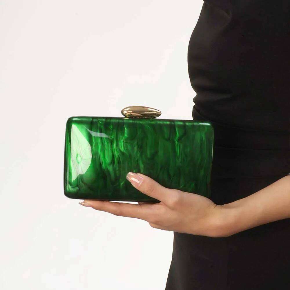 Marble Green 2025 Pearl Acrylic Women Shell Box Clutches Gift phone bag Evening Minaudiere Bags Wedding Bridal Handbags Party