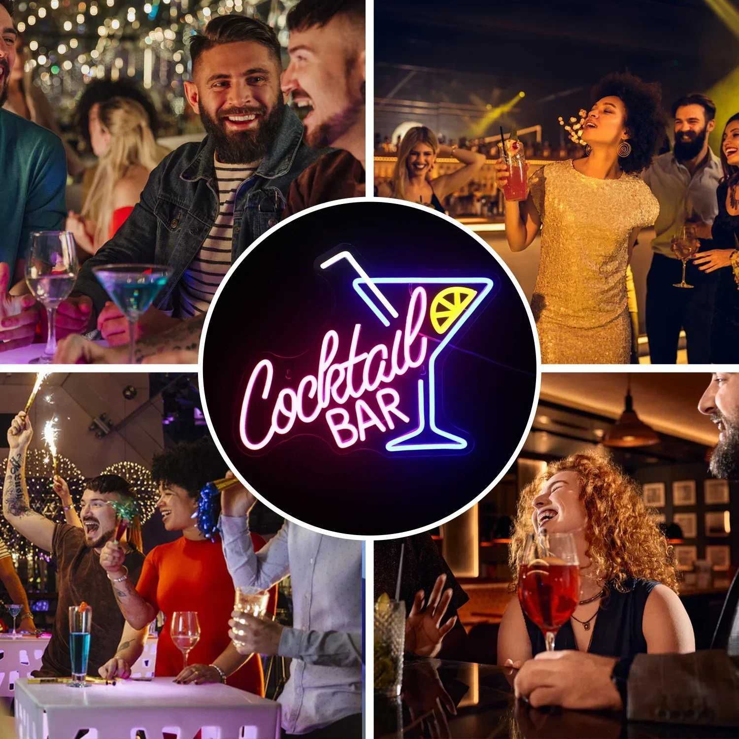 Cocktail Bar Neon Sign LED Neon Light For Party Pub Night Club Home Decoration Beer Bar Art Wall Light Up Sign XJ250602