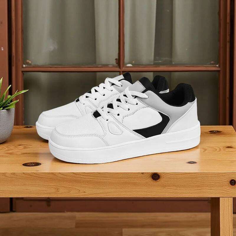 Men's Modern White Casual Breathable Structure Fashionable Street Running Shoes Fiess Training Cushioning Soles Sneakers