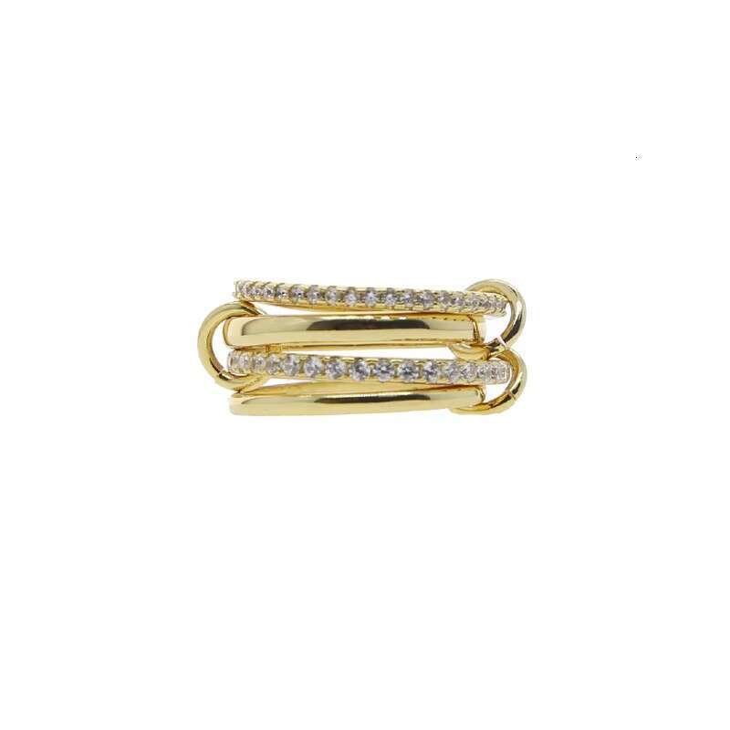 Interlocking Stackable Rings, Silver or Copper Inlaid with Zircon, Panyu Quality Fully Hand Polished