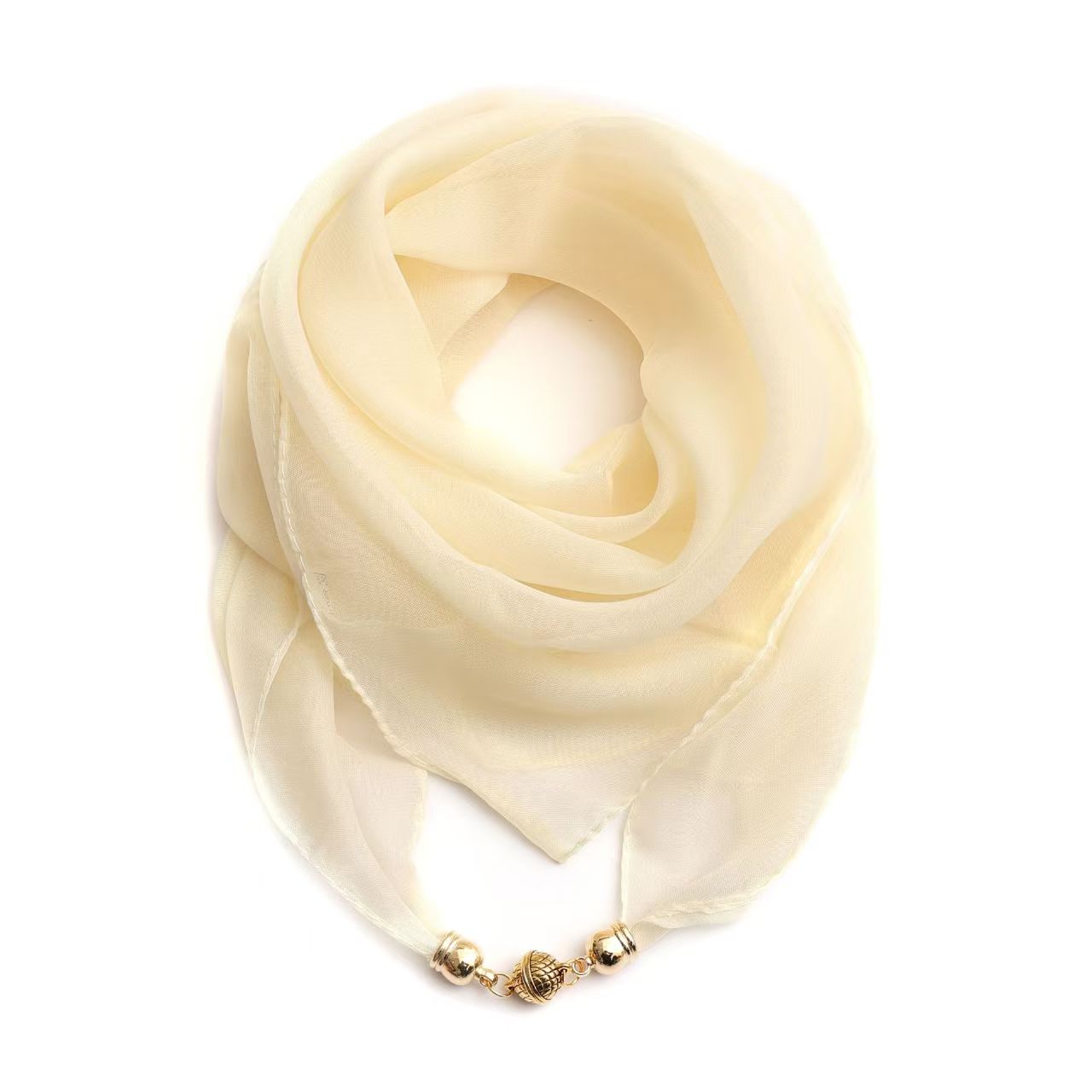 T877 silk scarf women's spring and autumn new magnetic buckle thin red square scarf neck decoration all-match neck lazy scarf
