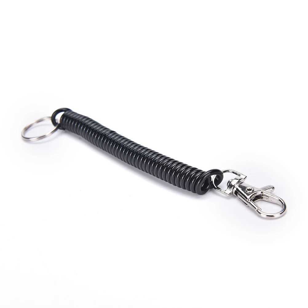 2Pcs Plastic Black Retractable Spring Coil Spiral Stretch Chain Keychain Key Ring For Men Women Key Holder Keyring GiftsXJ250602