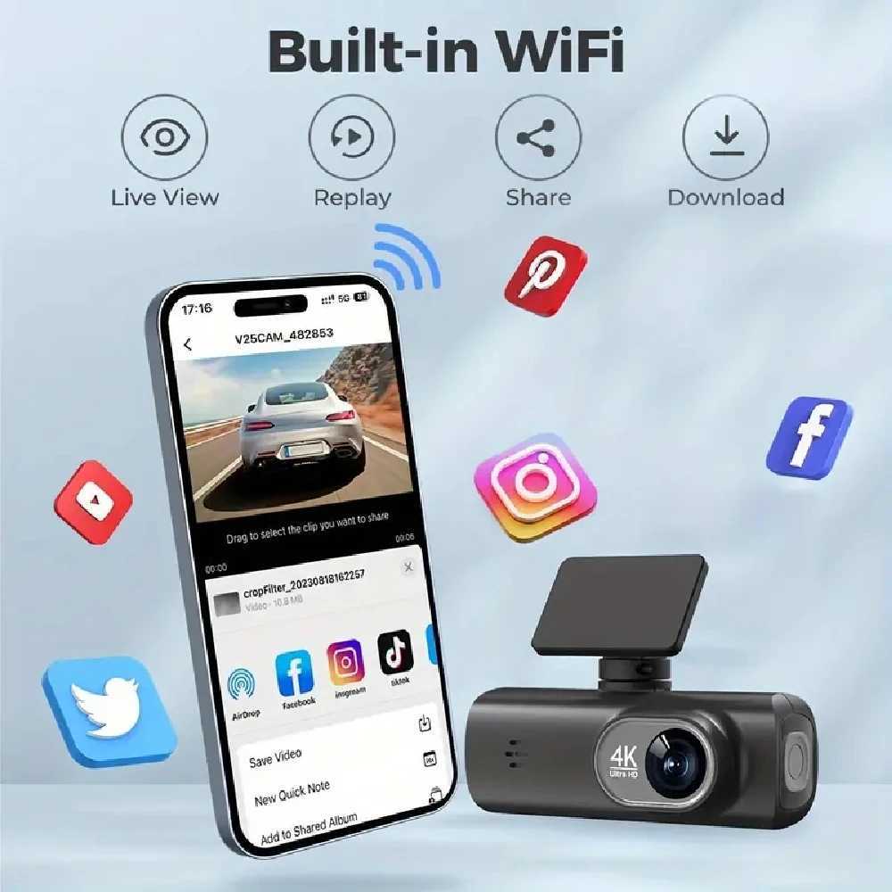 Car dvr WIFI GPS 4K 3840*2160P Dash Cam Mini Car dvr Camera Dual Len Video Drive Recorder Dashcam Black Box R250529