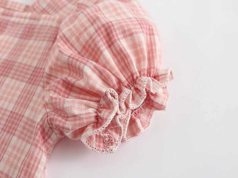 Summer Kids Baby Girls T-shirts Tops Tees Cotton Plaid Childrens Toddler Girl T-shirt Clothes T250603
