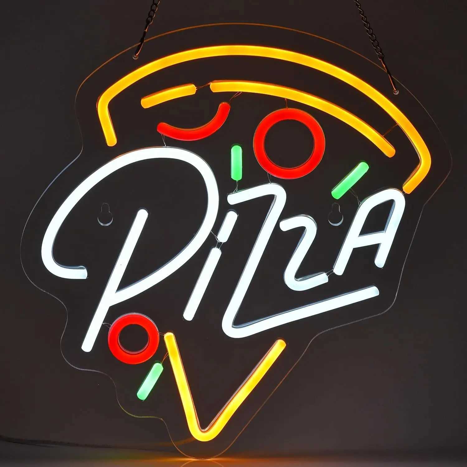 Pizza Neon Sign for Pizzeria Wall Decor Pizza Shaped Light Up Sign for Fast Food Kitchen Shop Restaurant Bar Party Decoration XJ250602
