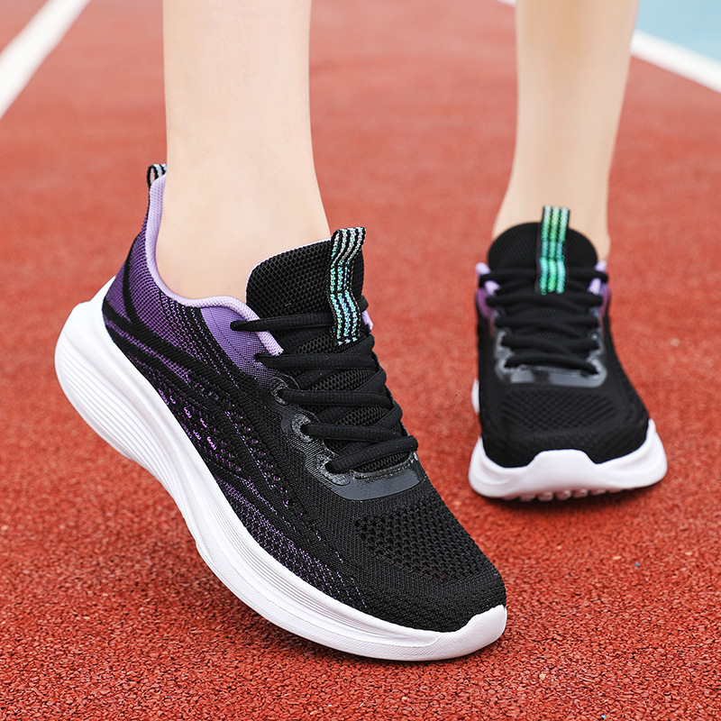 Summer New Versatile Soft Sole Casual Shoes Women S Flyknit Casual Shoes Single Mesh Breathable Lightweight Running Sneakers Ddmysaturn
