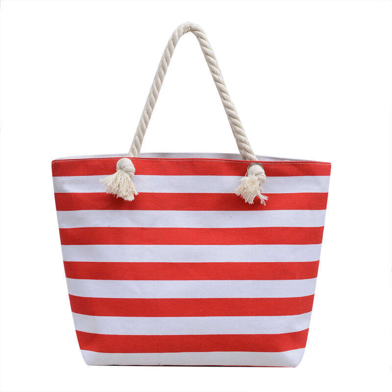 Fashion Striped Canvas Women's Artistic Style Large Capacity Ladies Handbag Shoulder Bag In Stock