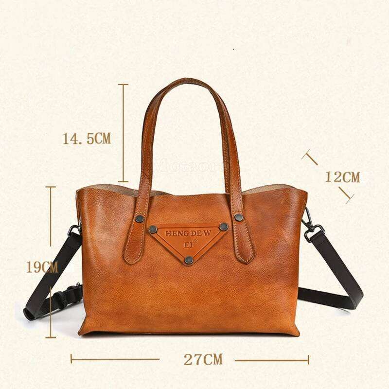 Motaora New Genuine Leather Women's Handbag Vintage Cowhide Large Capacity Crossbody Trave Bag Female Solid Shoulder Tote Bags