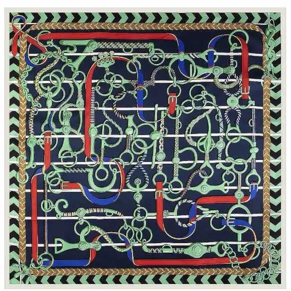 New Belt Saddle 130cm Square Scarf Luxury Brand Scarves For Ladies Twill Silk Scarf Woman Kerchief Shawl Scarves For Ladies W250602