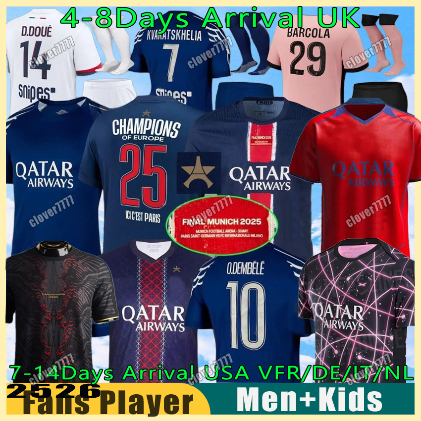 25 26 Retro PSGSS Soccer Jerseys HAKIMI MBAPPE soccer jersey Player Home Away SERGIO RAMOS M.ASENSION Maillots 2023 2024 football shirt xxxl 4xl Woman kids kit uniform
