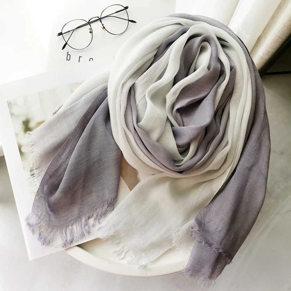 1Pc 190X90Cm Women Fashion Thin Cotton Linen Scarf Summer Female Outdoor Color Matching Travel Simple Sun Protection Scarf Shawl W250602