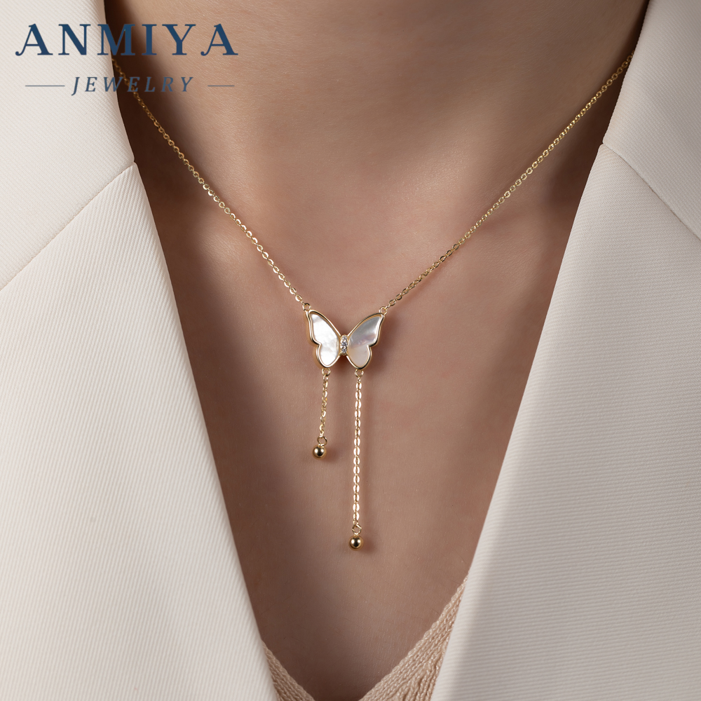 Butterfly Design Jewellery Fashionable Zircon 925 Sterling Silver Chain Necklaces Customized Girl Pendant Necklace