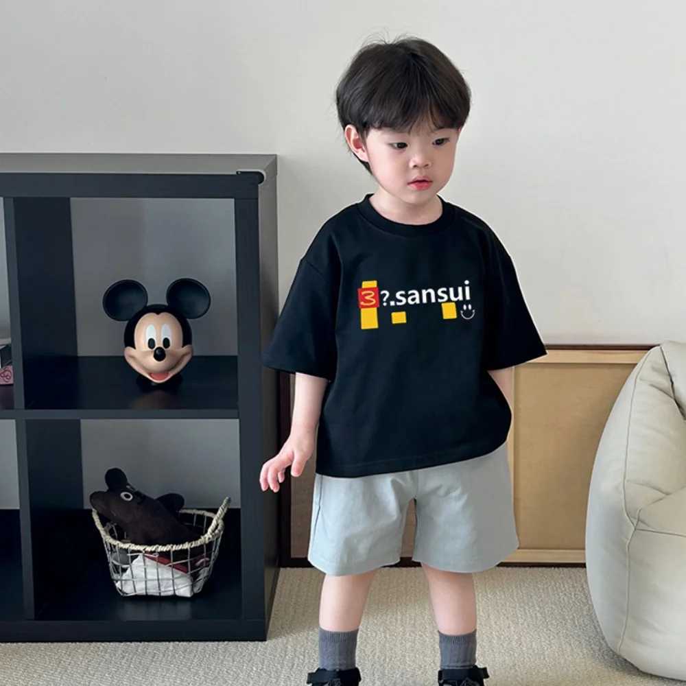 Fashionable cotton short-sleeved T-shirt for boys and girls versatile round neck half sleeve loose and fashionable summer outfit T250603