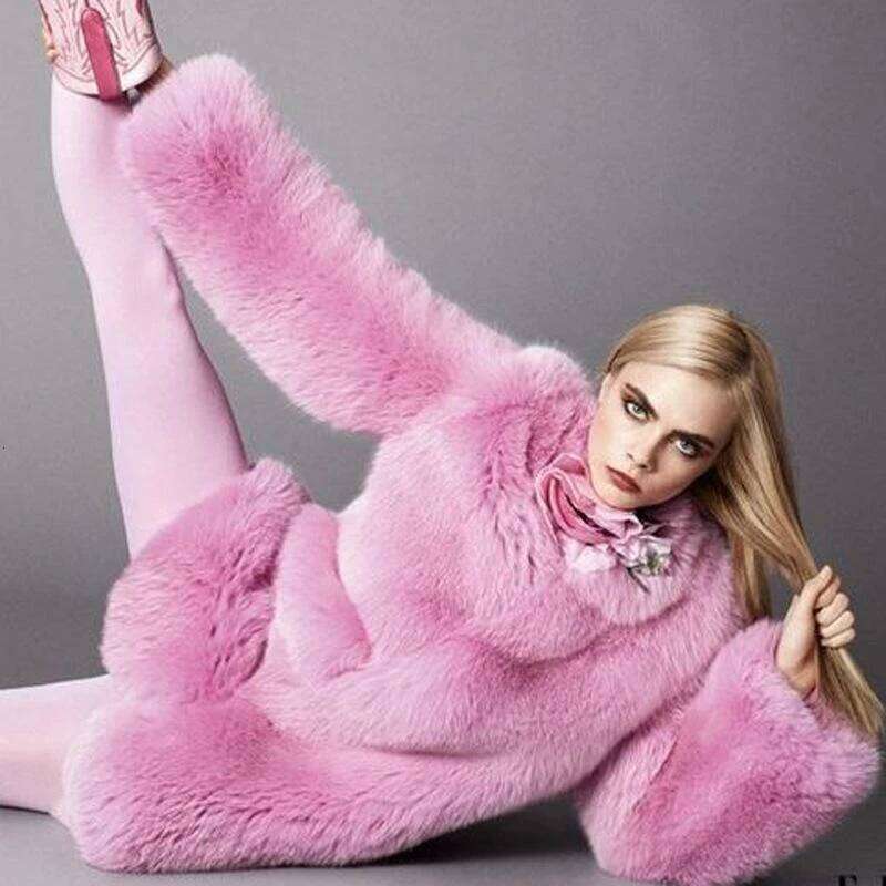 Coat Women Pink Green Black 6 Color S-4XL Plus Size Faux Rabbit Fur Jacket Autumn Winter Fashion Loose Warmth Clothing