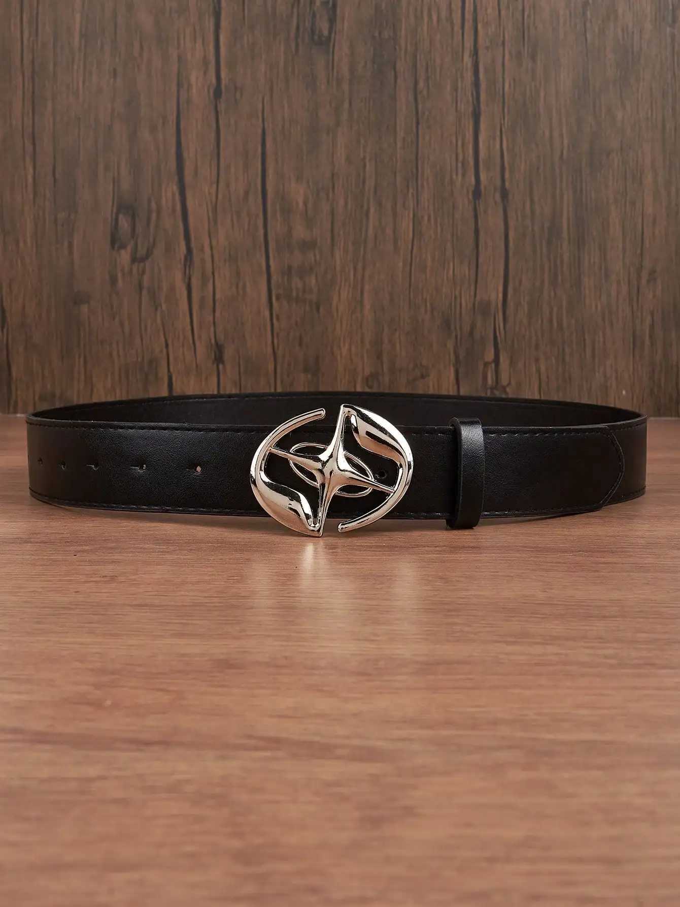 1pc Mens Black Casual Punk Comet Buckle Denim Jeans Belt XJ250602