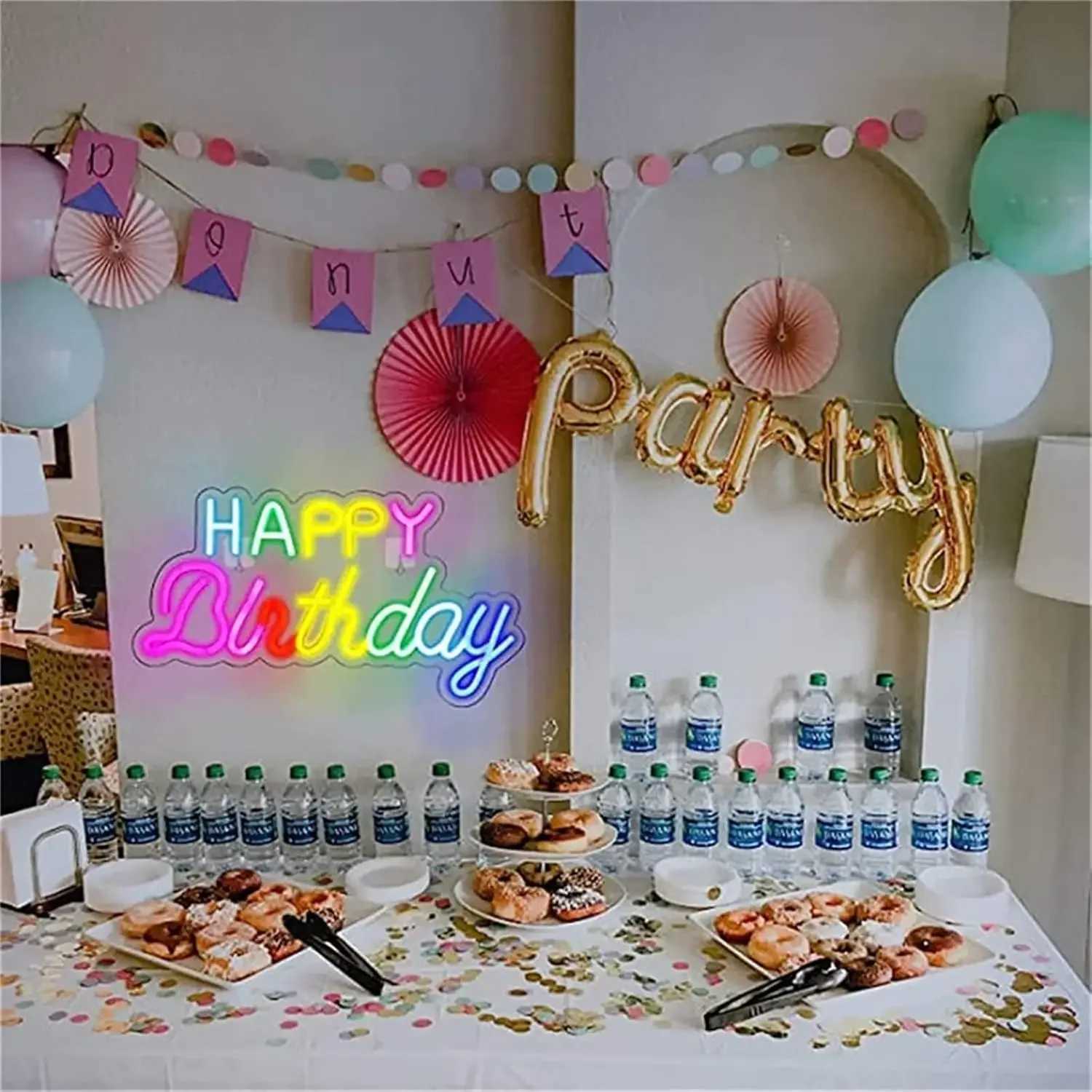 Happy Birthday Neon Sign LED Neon Light for Wall Decoration USB Powered for Bar Club Bedroom Living Room Decor Birthday Gifts XJ250602