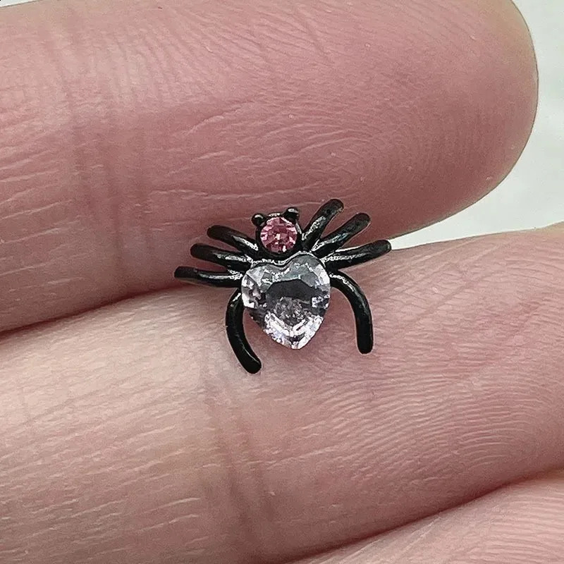 Punk Cool Bat Spider Pink Skull Lip Ring C-shaped Stainless Steel Zircon Labret Piercing Fashion Body Jewelry Halloween Gifts 250530