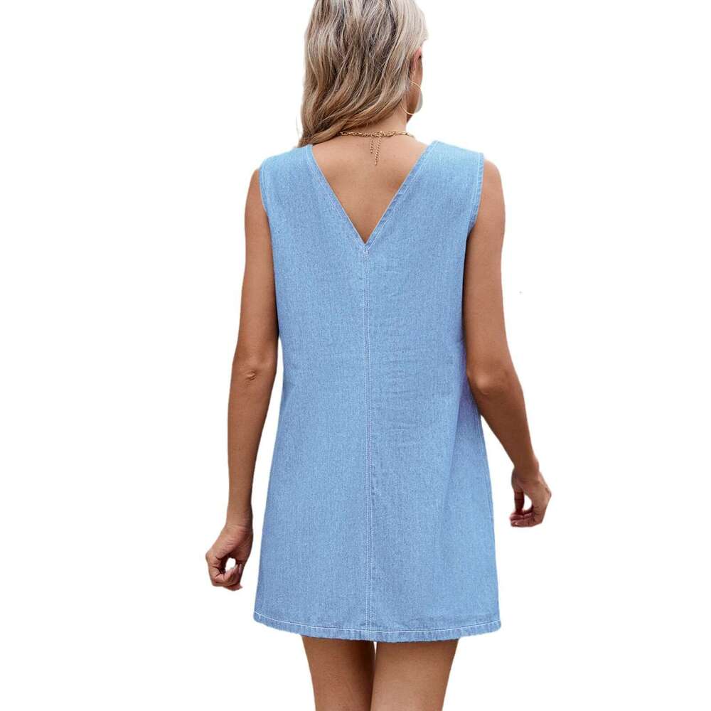 Plus Size Dresses Long Dress Skirt Womens Dress Party Dresses for Women White Dress Womens Summer New Washed Spicy Girl Sleeveless Denim Dress Mid Ski
