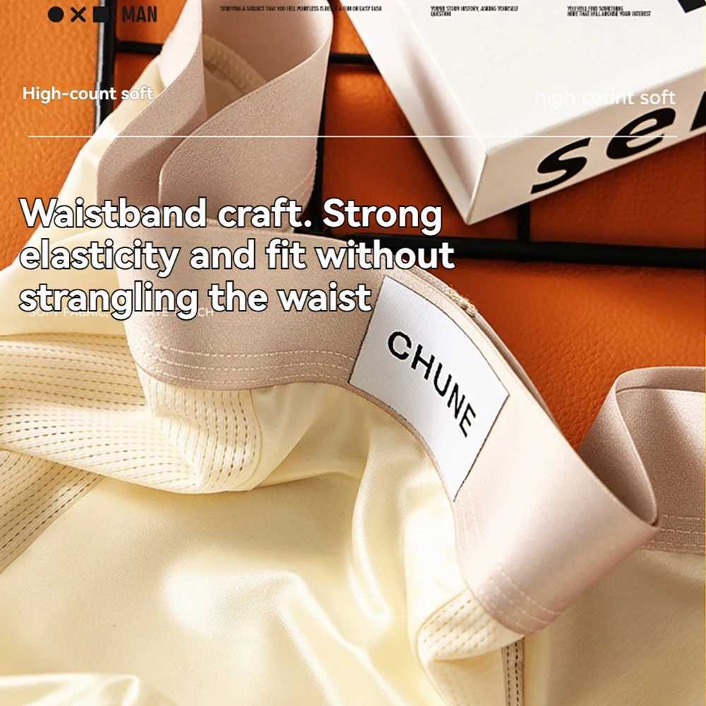 3PCS/Pack Luxury Satin-like Cool Mesh Patchwork Ice Silk Mens Panties Breathable Crotch Boxers Comfortable Smooth Underwear W250603